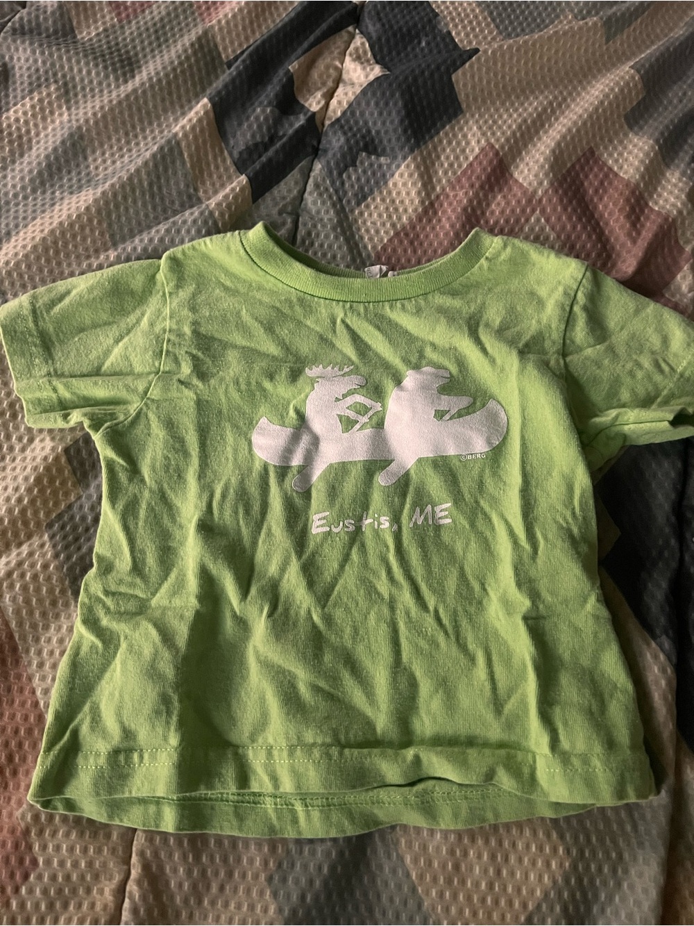 Rabbit Skins Lime Green Kids Short Sleeve Tee with White Canoe Graphic